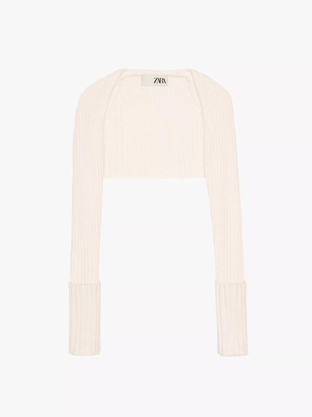 Zara x Kaia Gerber Ecru Ribbed Cropped Arm Warmer Sweater